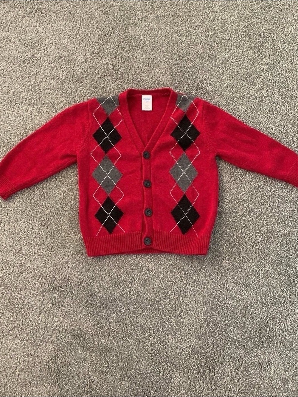 Gymboree Red Argyle Button Cardigan Sweater